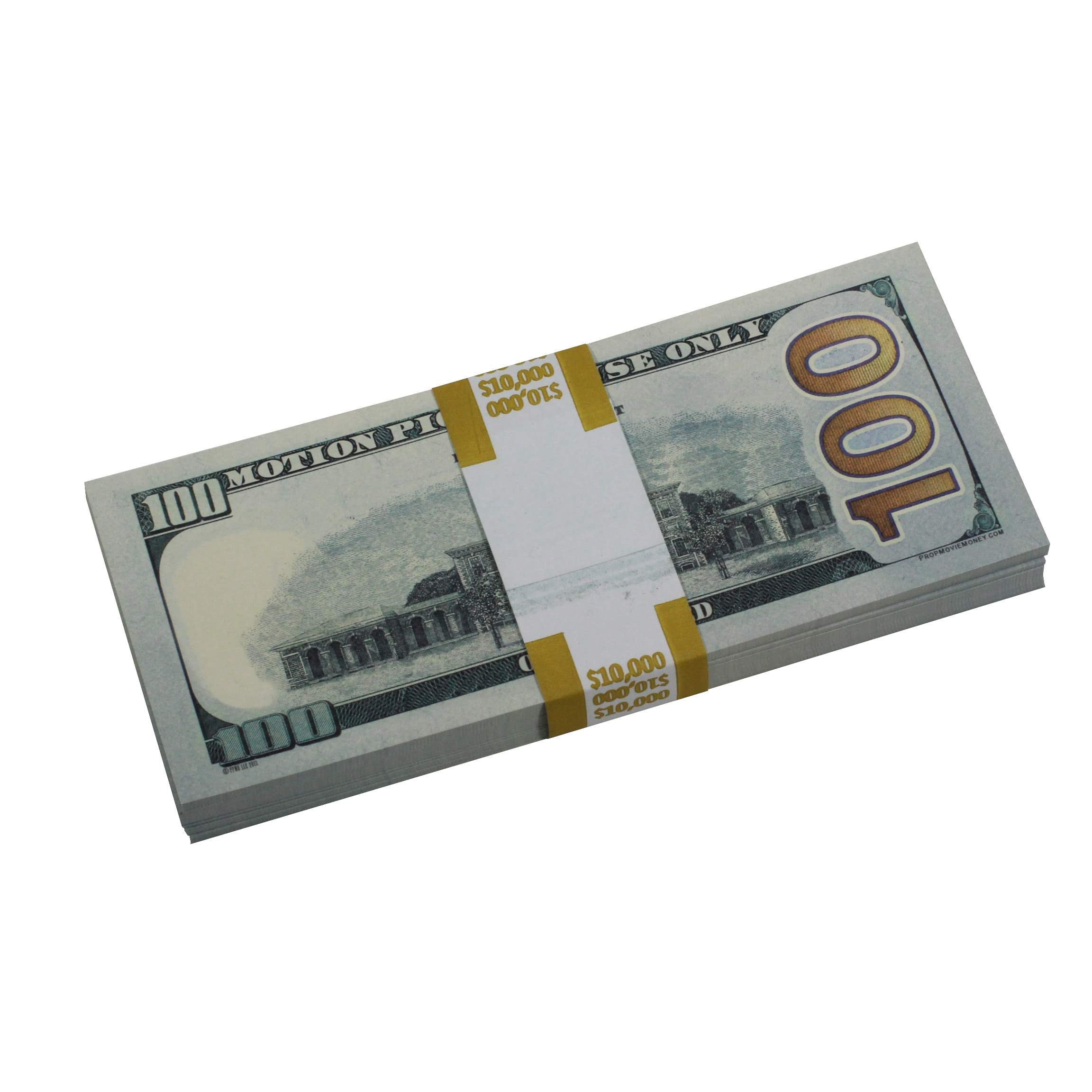 Money Prop - New Style $100's Crisp New $10000 Full Print Stack
